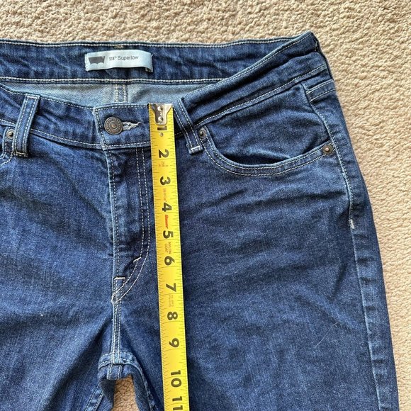 Levi 518 Jeans Womens 31x31 Superlow Bootcut Blue Dark Wash Denim Mid Rise - Picture 9 of 15